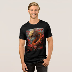 Fiery Dragon in Blooming Branches Tri-Blend Shirt