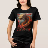 Fiery Dragon in Blooming Branches Tri-Blend Shirt (Vorderseite)