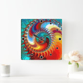 Fiery Dragon Spiral Quadratische Wanduhr (Zuhause)