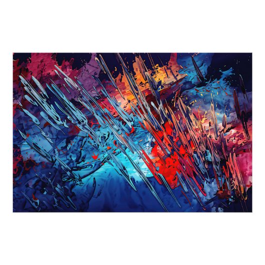 Fiery Drift Blue Red Moderne Abstrakte Kunst Fotodruck (Vorne)