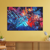 Fiery Drift Blue Red Moderne Abstrakte Kunst Leinwanddruck (Insitu (Wohnzimmer))