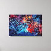 Fiery Drift Blue Red Moderne Abstrakte Kunst Leinwanddruck (Vorderseite)