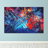 Fiery Drift Blue Red Moderne Abstrakte Kunst Leinwanddruck (Insitu (Holzboden))