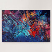Fiery Drift Blue Red Moderne Abstrakte Kunst Puzzle (Horizontal)