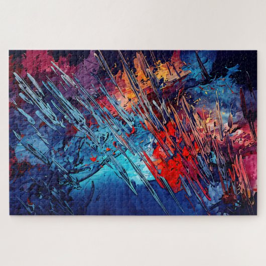 Fiery Drift Blue Red Moderne Abstrakte Kunst Puzzle (Horizontal)