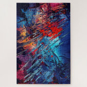 Fiery Drift Blue Red Moderne Abstrakte Kunst Puzzle (Vertikal)