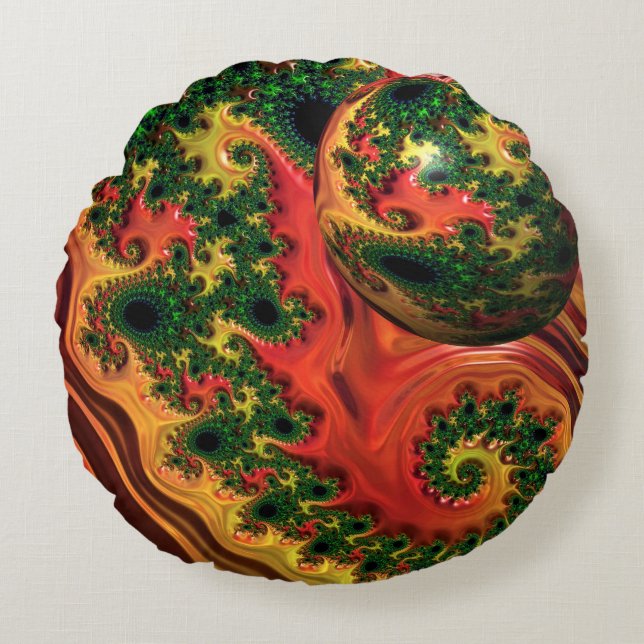 Fiery Elegance - Eine Studie über das komplexe Kis Rundes Kissen (Vorderseite)