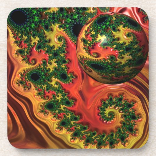 Fiery Elegance - Eine Studie über komplexe Unterse Getränkeuntersetzer (Vorderseite)