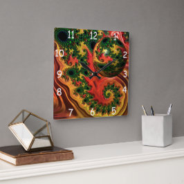 Fiery Elegance - Eine Studie über Komplexität Quadratische Wanduhr