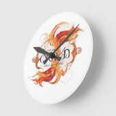 "Fiery Elegance" Runde Wanduhr (Winkel)