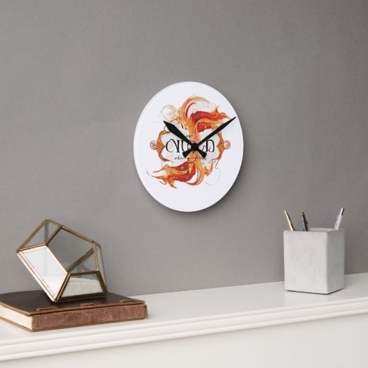 "Fiery Elegance" Runde Wanduhr (Büro)
