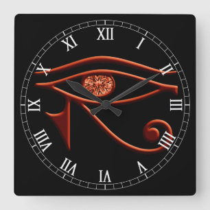 Fiery Eye of Horus Roman Numeral Clock Quadratische Wanduhr