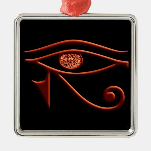 Fiery Eye of Horus Square Ornament Aus Metall (Vorne)
