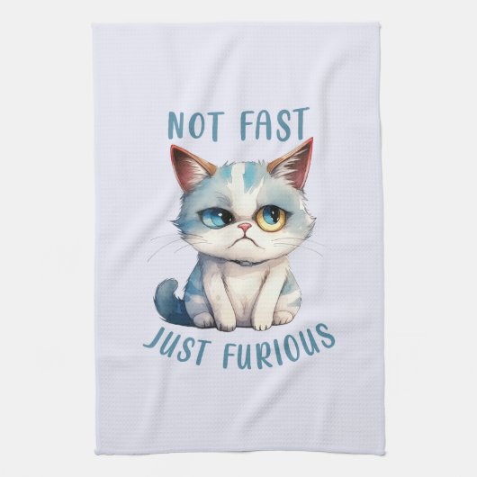 Fiery Feline Spirit - Sassy Angry Cat Design Geschirrtuch (Vertikal)