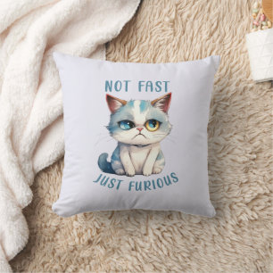 Fiery Feline Spirit - Sassy Angry Cat Design Kissen