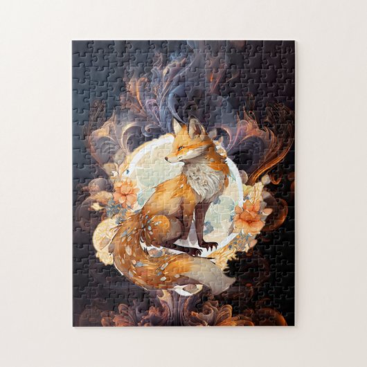 Fiery Floral Fox Puzzle (Vertikal)