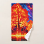 Fiery Forest Ablaze in lebhaften Farben Badhandtuch Set (Handtuch)