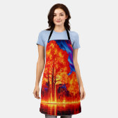 Fiery Forest Ablaze in lebhaften Farben Schürze (Getragen)