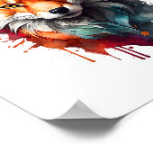 Fiery Fox Beauty Watercolor Poster (Ecke)