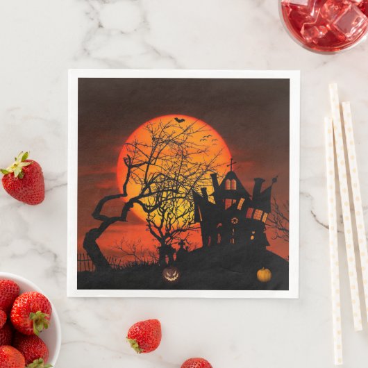 Fiery Full Moon Halloween Serviette (Beispiel)