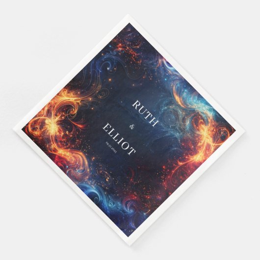 Fiery Galaxy Wedding Napkins Serviette (Ecke)