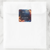 Fiery Galaxy Wedding Quadratischer Aufkleber (Tasche)