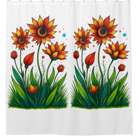 Fiery Garden Bloom Duschvorhang (Vorderseite)