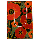 Fiery Garden – Stylized Poppy Bloom Mittlere Geschenktüte (Rückseite)