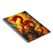 Fiery Geometric Dragon Fantasy Art Notizblock (Rechte Seite)