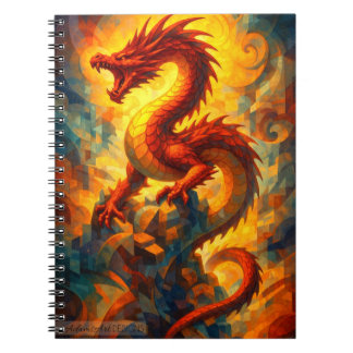 Fiery Geometric Dragon Fantasy Art Notizblock