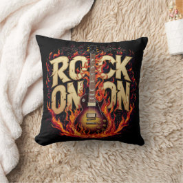 Fiery-Gitarren-Artwork mit Rock-Design Kissen