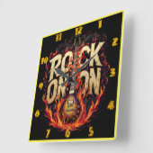 Fiery-Gitarren-Artwork mit Rock-Design Quadratische Wanduhr (Winkel)