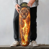 Fiery Glowing Cheetah Skateboard