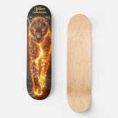 Fiery Glowing Cheetah Skateboard (Vorderseite)