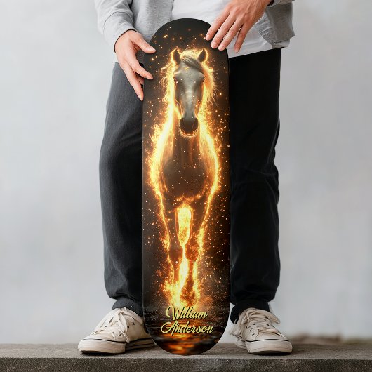 Fiery Glowing Horse Skateboard