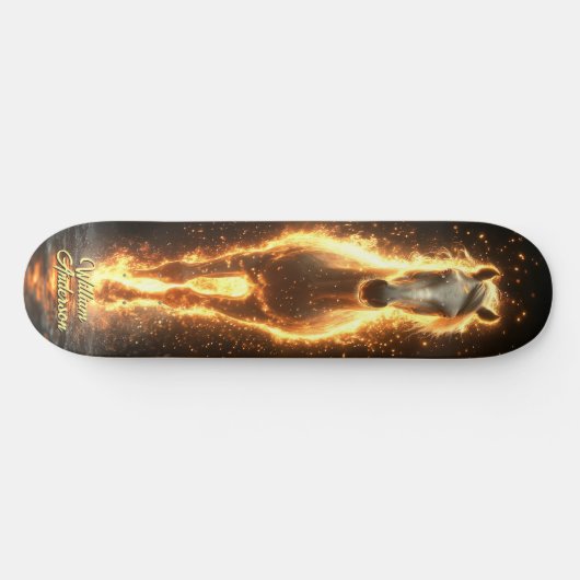 Fiery Glowing Horse Skateboard (Horizontal)