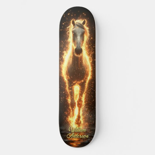 Fiery Glowing Horse Skateboard (Vorderseite)