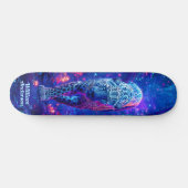 Fiery Glows Blue Cheetah Cool Style Skateboard (Horizontal)