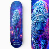 Fiery Glows Blue Cheetah Cool Style Skateboard