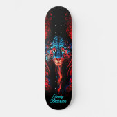 Fiery Glows Tiger Blue & Red Cool Style Skateboard (Vorderseite)