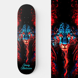 Fiery Glows Tiger Blue & Red Cool Style Skateboard
