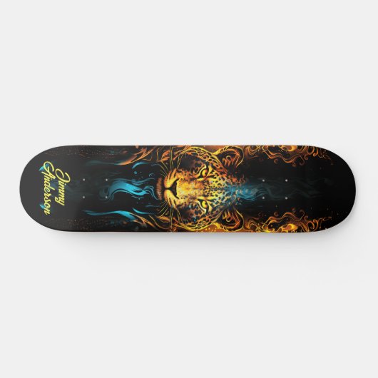 Fiery Glows Tiger Blue & Yellow Cool Style Skateboard (Horizontal)