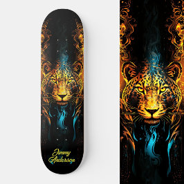 Fiery Glows Tiger Blue & Yellow Cool Style Skateboard