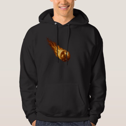 Fiery Golden Flames - Pickleball Player Life Black Hoodie (Vorderseite)