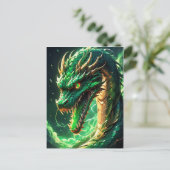 Fiery Green Dragon Postkarte (Stehend Vorderseite)