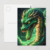 Fiery Green Dragon Postkarte (Vorne/Hinten)