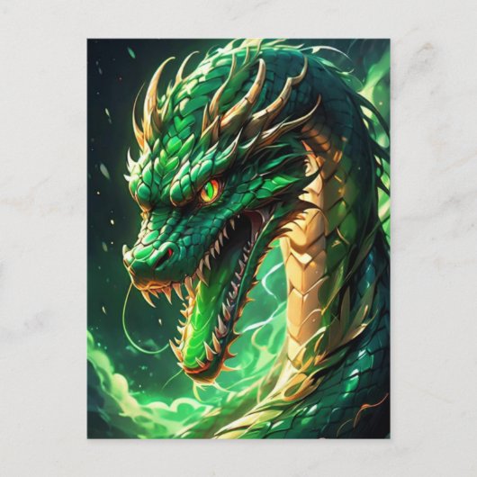 Fiery Green Dragon Postkarte (Vorderseite)