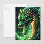 Fiery Green Dragon Postkarte (Vorne/Hinten)