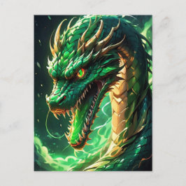 Fiery Green Dragon Postkarte
