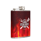 Fiery GRILLEN Flask — Custom Steak House Style Flachmann (Rechts)